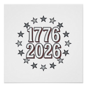 Póster 1776 2026 Estrellas Patrióticas Diseño Vectorial V
