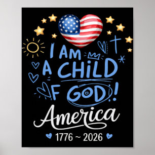 Póster 1776 2026 Niño Americano De Dios Cumpleaños 250 4º