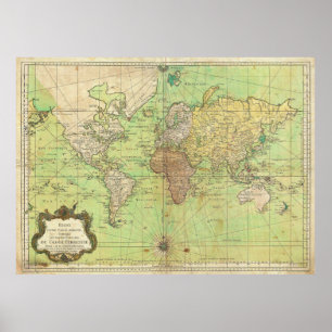 Póster 1778 Gráfico o Mapa Náutico de Bellin del Mundo
