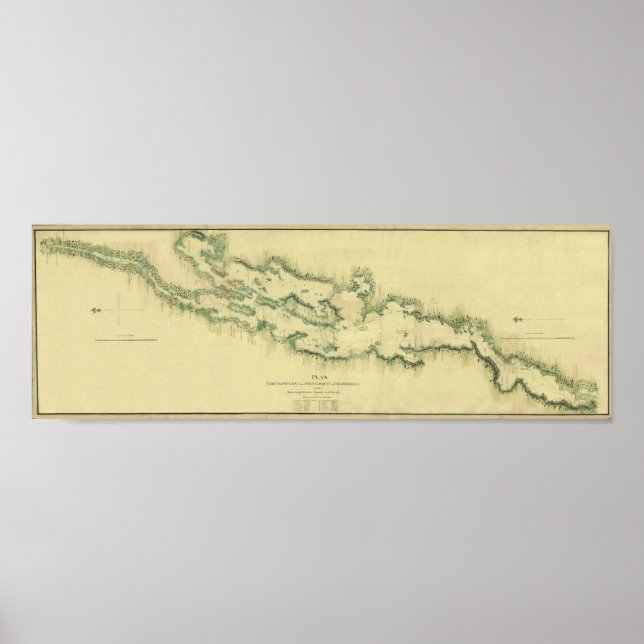 Póster 1779 Gráfico del lago Champlain (Frente)