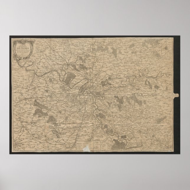 Póster 1780 Map of Paris, Historic City Map, Antique Plan (Frente)