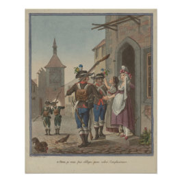 Póster 1793 Basel Victorian Swiss Ladies Soldier Art