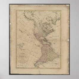 Póster 1796 North & South America Map from Germany