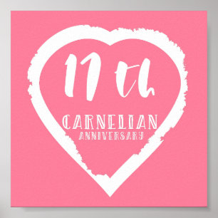 Póster 17.º aniversario Boda carneliano tradicional