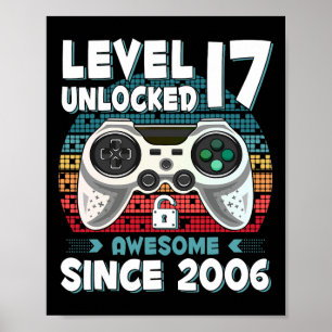 Póster 17 años Bday Son Boy Funny Gamer 17 años Bir
