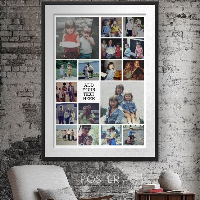 Póster 17 Collage de fotos y texto - Puede editar blanco (Personalized Poster - Add your photos and text)