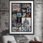 Póster 17 Collage de fotos y texto - Puede editar negro<br><div class="desc">Un diseño con un fondo negro básico. Utiliza hasta 17 fotos cuadradas para crear un regalo único y personal. Si necesita ajustar las imágenes,  haga clic en la herramienta personalizar para realizar cambios.</div>