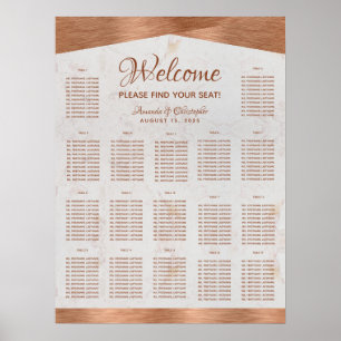 Póster 17 Mesa Gráfico de Asientos Mármol Cobre Boda