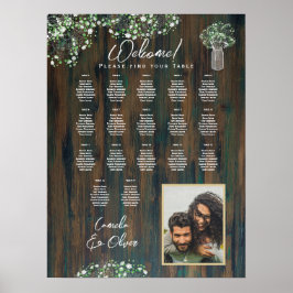 Póster 17 Mesa Madera Rústica Gypsophila Fotografía de la