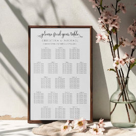 Póster 17 Mesas 130-150 Invitados Lista vertical de asien