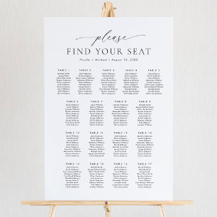 Póster 17 Mesas Por Favor Encuentre Su Asiento Gráfico de