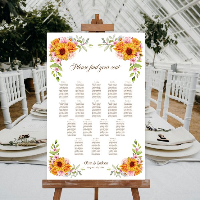 Póster 17 Tabla de asientos Rosa de girasol Boda (Subido por el creador)