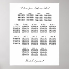 Póster 17 Tabla Gráfico de Asientos Minimalista Elegante