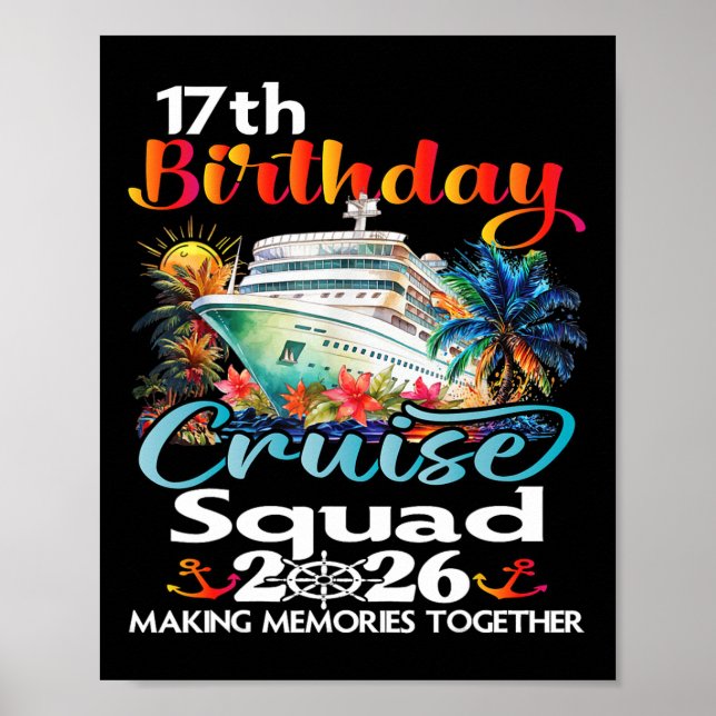 Póster 17th Birthday Cruise Squad Friends Family Vacation (Frente)