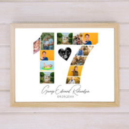 Póster 17th Birthday Photo Collage Poster Keepsake