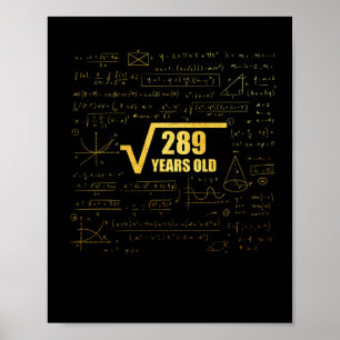 Póster 17th Birthday Square Root of  289 17 Years Old