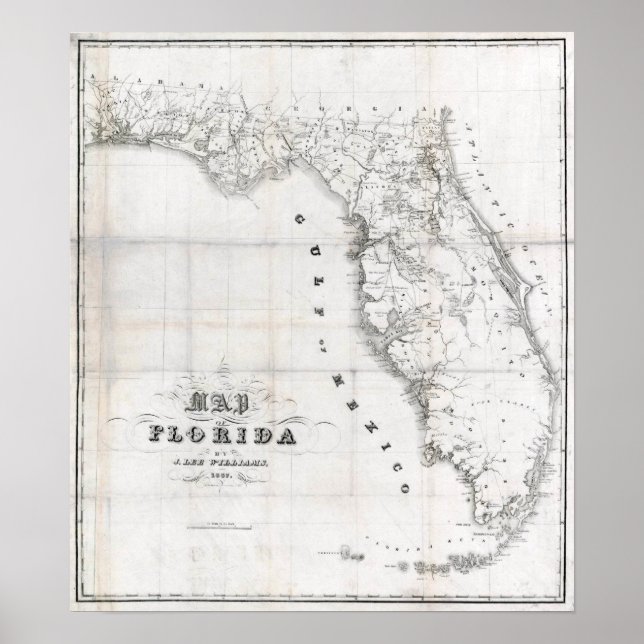 Póster 1837 Florida Map (Frente)