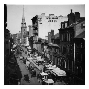 Póster 1859: Tráfico y tiendas en la calle Washington