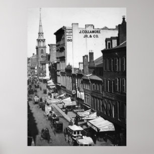 Póster 1859:  Tráfico y tiendas en la calle Washington