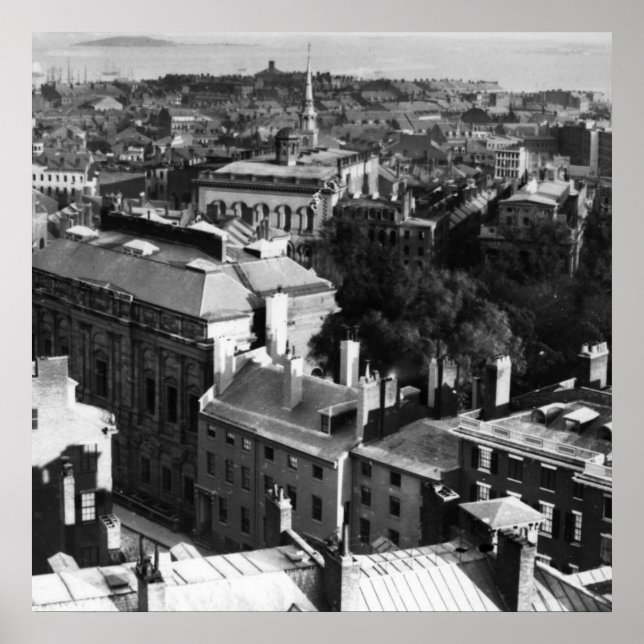 Póster 1859: Una vista de Boston mirando hacia el sur (Frente)