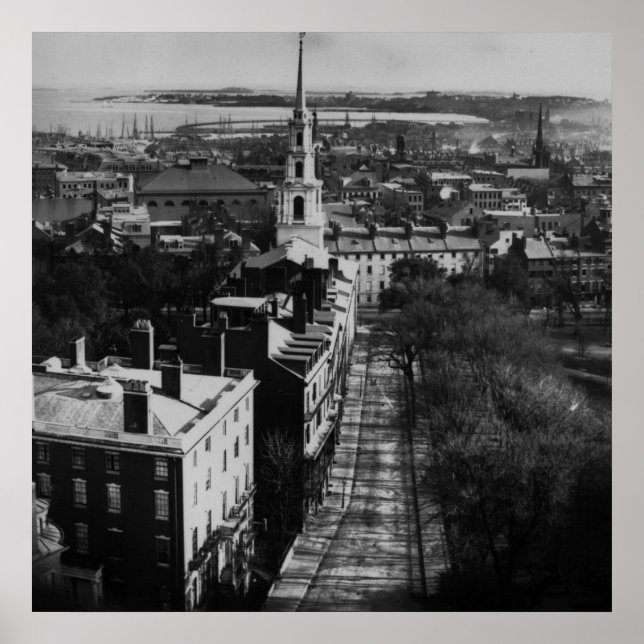 Póster 1859: Vista de Boston desde la Casa de Gobierno (Frente)
