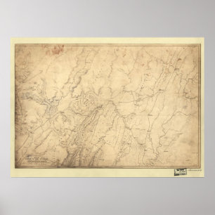Póster 1864 Movimiento de Tropas de Mapa de la Guerra Civ