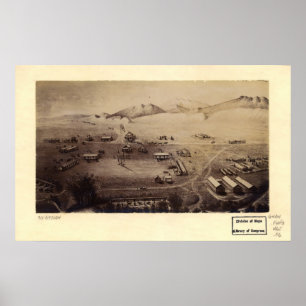 Póster 1865 Fort Collins, mapa panorámico de la opinión