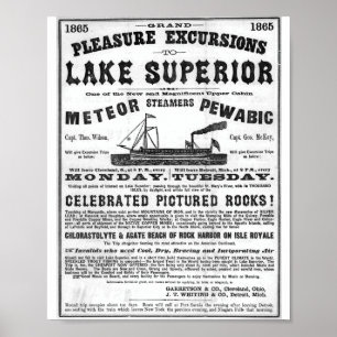 Póster 1865 Gran excursión de placer al lago Superior