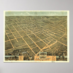 Póster 1871 mapa panorámico de la opinión de ojo de
