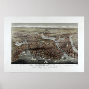 Póster 1873 City of Boston, MA Panoramic Birds Eye View