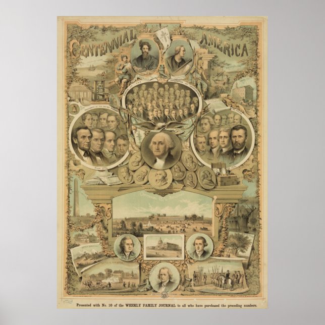 Póster 1876 Centenario de la independencia de los Estados (Frente)