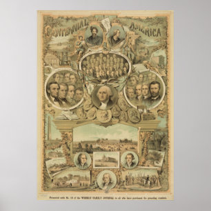 Póster 1876 independencia centenaria de América Estados