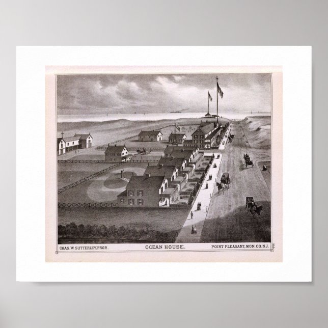 Póster 1878 REPRO Print Ocean House, Point Pleasant, NJ (Frente)