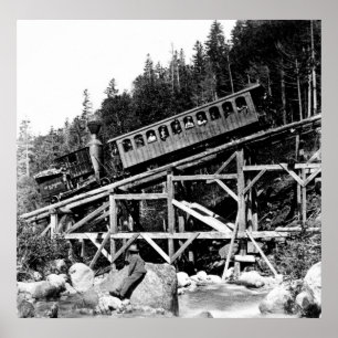 Póster 1880 Tren Ferroviario Nube '