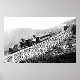 Póster 1880 Trenes de pasajeros en el trabajo