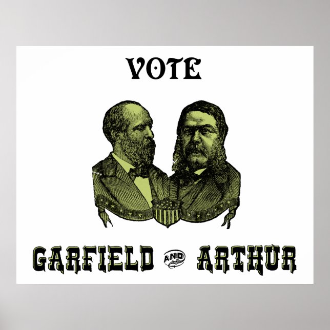 Póster 1880 Vote Garfield y Arthur, verde (Frente)
