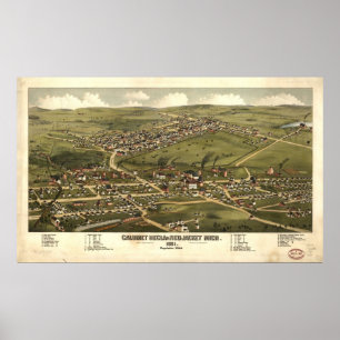 Póster 1881 Calumet Hecla & Red Jacket, Mapa Panorámico d