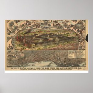Póster 1883 mapa panorámico de la opinión de ojo de