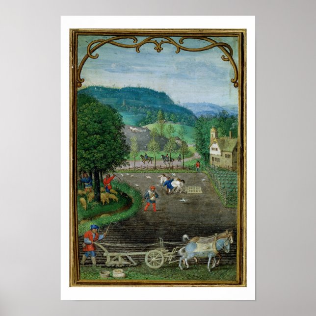 Póster 18855 Octubre: arado y siembra, de un Bo (Frente)