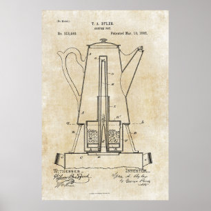 Poster 1885 de la impresión de la patente del pote