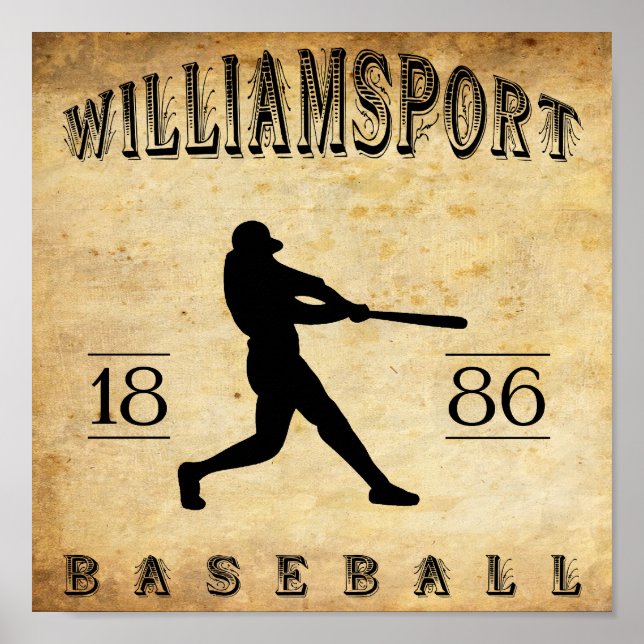 Póster 1886 Williamsport Pennsylvania Baseball (Frente)