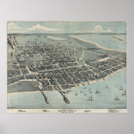 Póster 1887 Corpus Christi TX BirdsEye View Panoramic Map