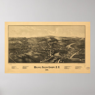 Póster 1887 Walden, NY Birds View Panoramic Map