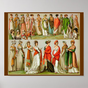 Póster 1888 mantones de la regencia, dibujo de la moda