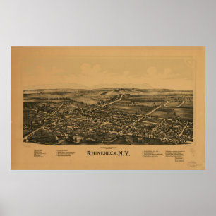Póster 1890 Rhinebeck, mapa panorámico de la opinión de