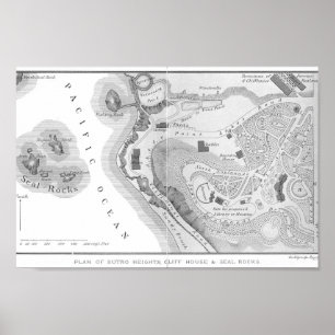Póster 1890 Sutro Heights, San Francisco, vicinity map