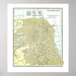 Póster 1891 Map of San Francisco - Poster