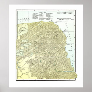 Póster 1891 Map of San Francisco - Poster