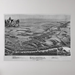 Póster 1894 Aeronave Map Collegeville PA Pennsylvania