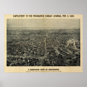 Póster 1895 Providence, RI Birds Eye View Panoramic Map